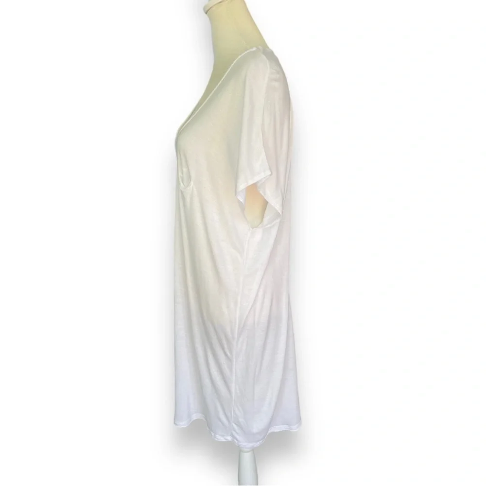 LEITH White V-neck T-Shirt Dress | Size Medium - Picture 4 of 11